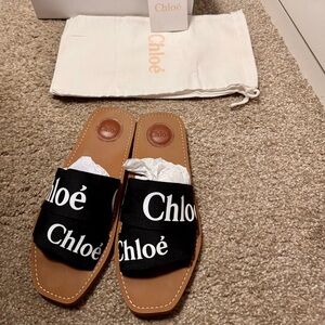 Chloe Woody Black Sandals - size 39/8